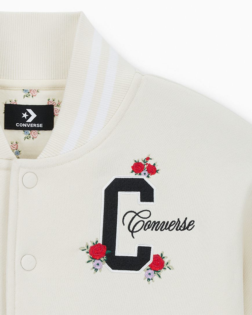 Jacheta Bomber Dama Converse Embroidered Rose Bej | RO THYQC951